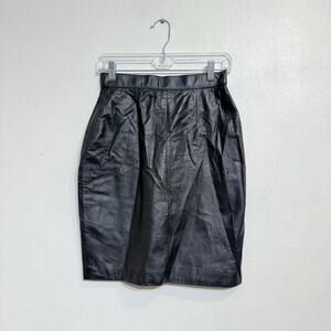 Pelle Club Black Leather Mini Pencil Skirt Sz 8